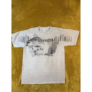 Gildan Minnesota Walleye Hunter Graphic T Shirt Large Outdoor Fishing Tee